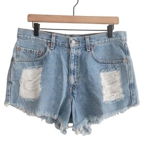 VTG Levi's 550 Denim Reworked Cut-off Distressed Jean Shorts Zip Fly